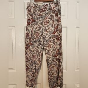 Share Page One Paisley Print Pullon Cream Wide Leg Women's Pants Size XXL